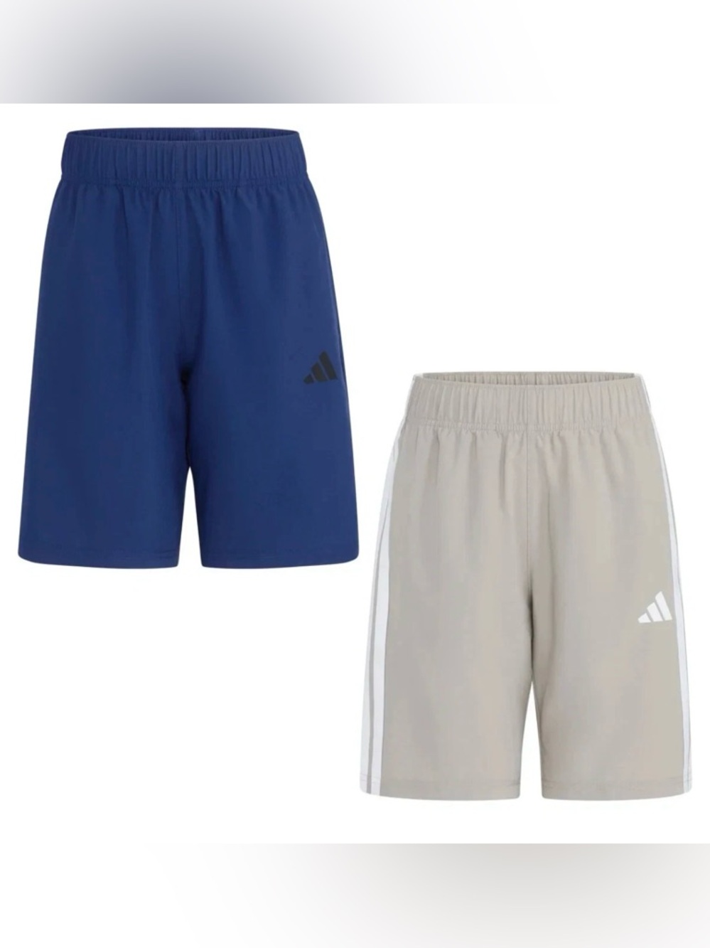 Adidas 2 Pack Boys Woven Active Shorts, Blue/Tan Assorted Sizes, New With Tags